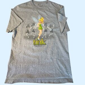 Disney Tinker Bell Short Sleeve Tee in Gray with Green and Yellow
